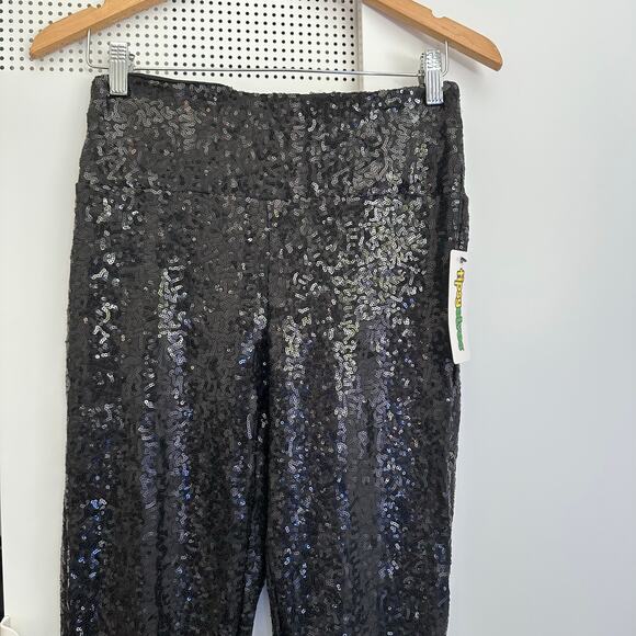 NWT Tipsy Elves Black Sequin High Waisted Leggings Pants sz S - Picture 2 of 6
